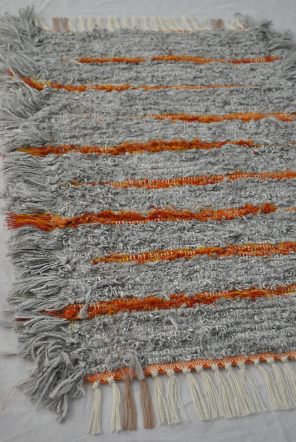 Fluffy Rug, Hearty Grey + Orange Stripe, 29x21 - Image 5