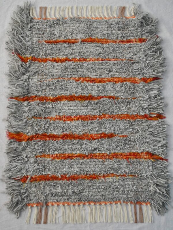 Fluffy Rug, Hearty Grey + Orange Stripe, 29x21 - Image 3